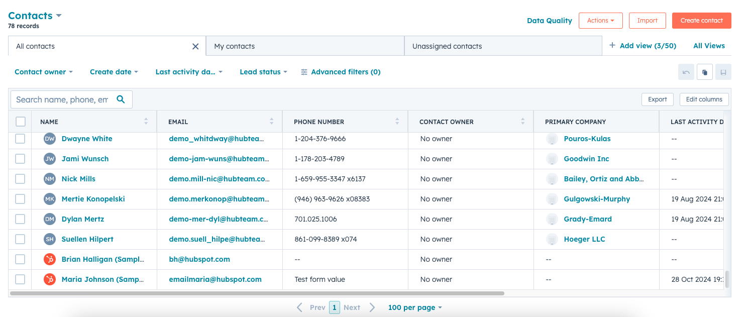 Contact Management - hubspot capabilities